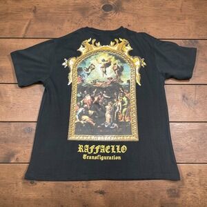 NEW Rebel Vengeance Mens Raffaello Transfiguration Graphic T-Shirt Black Gold M